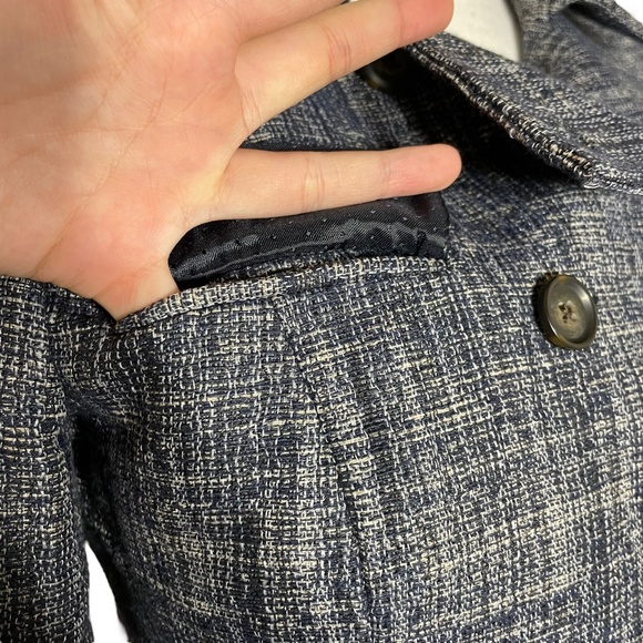 Linen Blend Blazer 4 Banana Republic Double Breasted Crosshatch Tweed Jacket - Picture 8 of 14